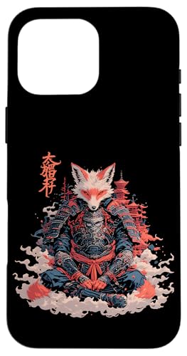 Samurai Fuchs Krieger Japanischer Fuchs Hülle für iPhone 16 Pro Max von Fuchs Ninja Krieger Geschenk Samurai Kanji
