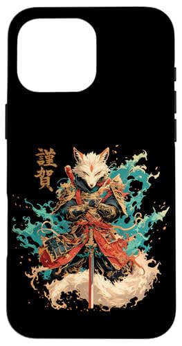 Samurai Fuchs Krieger Japanischer Fuchs Hülle für iPhone 16 Pro Max von Fuchs Ninja Krieger Geschenk Samurai Kanji