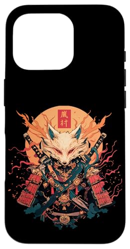 Samurai Fuchs Krieger Japanischer Fuchs Hülle für iPhone 16 Pro von Fuchs Ninja Krieger Geschenk Samurai Kanji