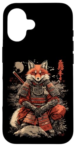 Samurai Fuchs Krieger Japanischer Fuchs Hülle für iPhone 16 von Fuchs Ninja Krieger Geschenk Samurai Kanji