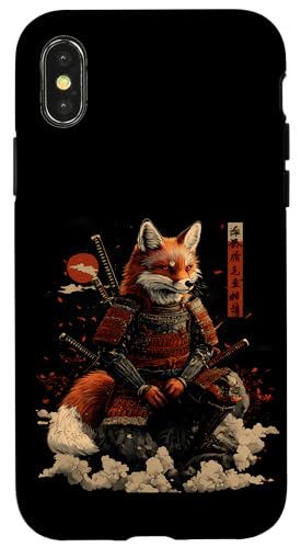 Samurai Fuchs Krieger Japanischer Fuchs Hülle für iPhone X/XS von Fuchs Ninja Krieger Geschenk Samurai Kanji