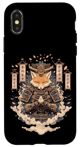 Samurai Fuchs Krieger Japanischer Fuchs Hülle für iPhone X/XS von Fuchs Ninja Krieger Geschenk Samurai Kanji
