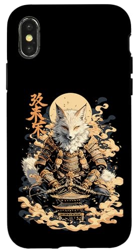 Samurai Fuchs Krieger Japanischer Fuchs Hülle für iPhone X/XS von Fuchs Ninja Krieger Geschenk Samurai Kanji