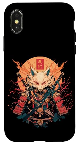 Samurai Fuchs Krieger Japanischer Fuchs Hülle für iPhone X/XS von Fuchs Ninja Krieger Geschenk Samurai Kanji