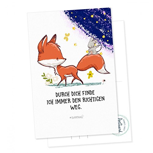 Postkarte Fuchs und Maus - Durch Dich finde ich immer den richtigen Weg von Fuchs
