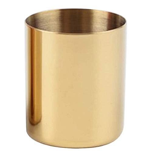 FülleMore Gold Stiftehalter Edelstahl Stifteköcher Büro Schreibtisch Organizer Blumentopf Tischvasen Kosmetik Organizer Make-up Pinselhalter Stifteköcher Schreibgerätehalter (Zylinder-10x8.3cm) von FülleMore