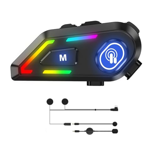 Fuhjythy Bluetooth Motorradhelm-Lautsprecher mit 2 Mikrofontypen, IPX5 Wasserdicht, Rauschunterdrückung, für Musik und Anrufe von Fuhjythy