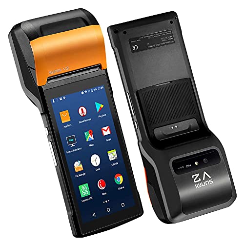Sunmi V2 Android 7.1 tragbares mobiles Kassenterminalsystem 4G mit 58 mm Thermodrucker, Android PDA-Lautsprecher Thermodrucker 4G WiFi-Kamerascanner 1D / 2D SIM-Karte von Fuhuihe