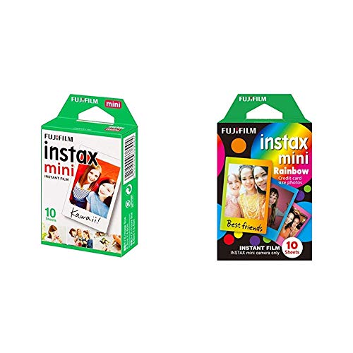 Fujifilm Instax Mini Instant Film, 1x 10 Blatt (10 Blatt), Weiß & Mini Frame WW1 Rainbow, Bunt von Fujifilm