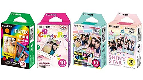 Fujifilm Instax Mini Instant Film Rainbow & Staind Glass & Candy Pop & Shiny Star Film-10 Blätter X 4 ausgewählten Value Set von Fujifilm