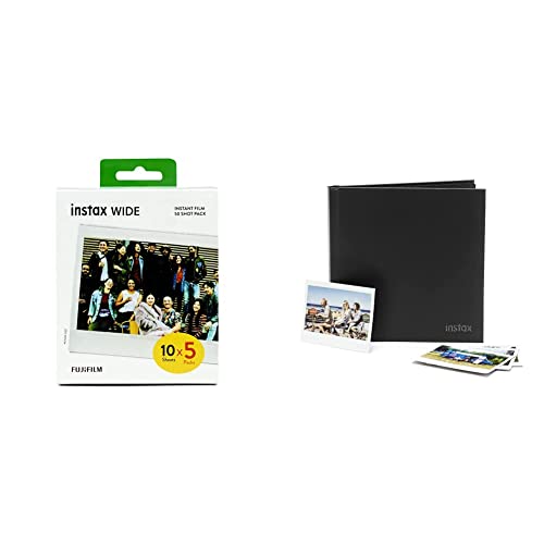 instax Wide Film, 5'er Pack (5x10 Aufnahmen) + instax Wide Fotoalbum zum Einkleben von Fujifilm