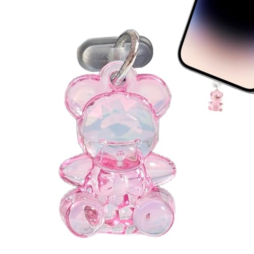 Fukamou -Anschlussabdeckung, Telefon-Staubstecker-Anhänger - Acryl Bär Typ C Staubstecker Charm | Kleine Tragbare -Ladeanschlussabdeckung, Handyanhänger Für Verbesserten Schutz von Fukamou