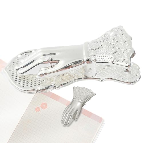 Fukamou Handgeformte Buchklammer, Goldfarbene Metall-Büroklammern - Lady's Hand Shape Traveler Notebook Supplies Clip-Dokumentenklammer, Notizbuchzubehörklammer, Buchklammern, Dekorative Klammer Für von Fukamou