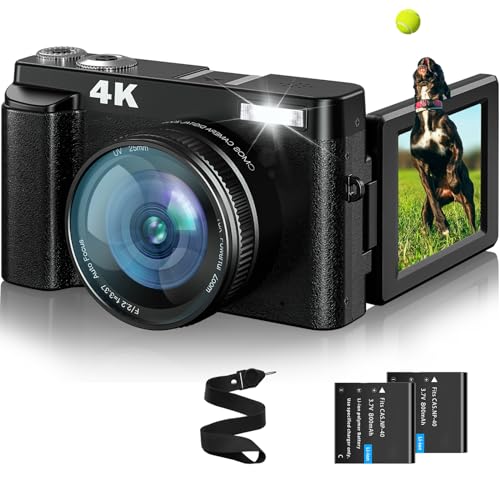 4K Digitalkamera Fotokamera 48MP Kompaktkamera Fotoapparat mit 32G Karte 3" 180° Flip-Bildschirm Selfie Autofokus Blitzlicht Vlogging Kamera Tragbare Digitalkameras Einstiegskamera für Anfänger von Fulealfly