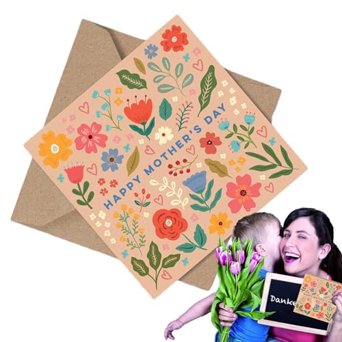 Fulenyi Muttertagsgrußkarte, Muttertagskarten für Mama,Papier-Kreativitäts-Blumen-bedruckte Grußkarten | Einzigartige, multifunktionale, dekorative Festkarten, Muttertagszubehör für Mutter und Mutter von Fulenyi