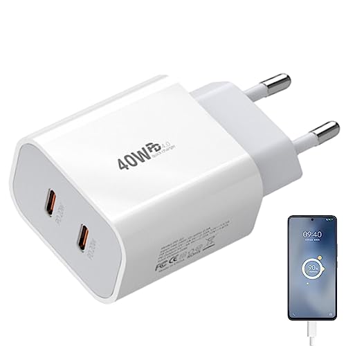 Ladegerät für die Wand, Ladeadapter, doppelter Anschluss, 40 W, tragbares Design für Handys, Kopfhörer, Tablets und andere Geräte Fulenyi von Fulenyi