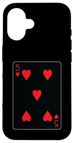 Five of Hearts Spielkarte Hülle für iPhone 16 von Full Deck of Playing Cards for light colors