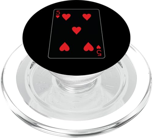 Five of Hearts Spielkarte PopSockets PopGrip für MagSafe von Full Deck of Playing Cards for light colors