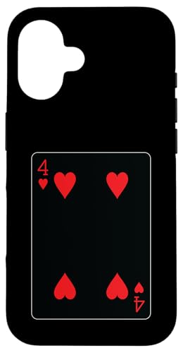 Four of Hearts Spielkarte Hülle für iPhone 16 von Full Deck of Playing Cards for light colors