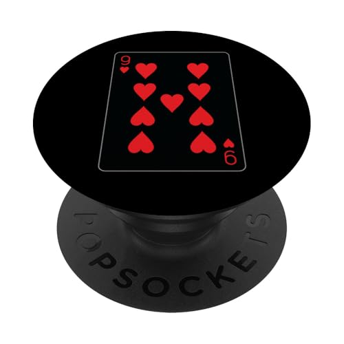 Spielkarte "Nine of Hearts" PopSockets Klebender PopGrip von Full Deck of Playing Cards for light colors