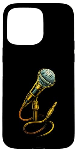Vintage Mikrofon mit Musik Artwork Sänger Music Tech Hülle für iPhone 15 Pro Max Vintage Mikrofon mit Musik Artwork Sänger Music Tech Hülle für iPhone 15 Pro Max von Full Sound Supply