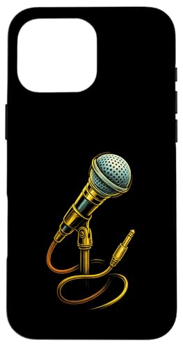 Vintage Mikrofon mit Musik Artwork Sänger Music Tech Hülle für iPhone 16 Pro Max Vintage Mikrofon mit Musik Artwork Sänger Music Tech Hülle für iPhone 16 Pro Max von Full Sound Supply