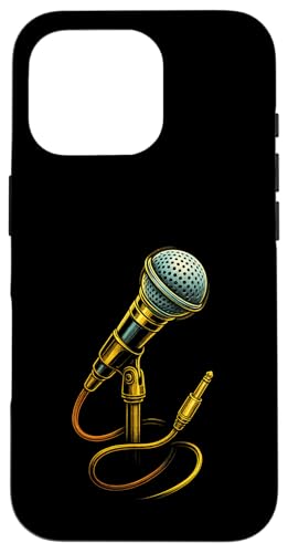 Vintage Mikrofon mit Musik Artwork Sänger Music Tech Hülle für iPhone 16 Pro Vintage Mikrofon mit Musik Artwork Sänger Music Tech Hülle für iPhone 16 Pro von Full Sound Supply