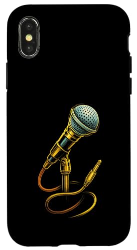 Vintage Mikrofon mit Musik Artwork Sänger Music Tech Hülle für iPhone X/XS Vintage Mikrofon mit Musik Artwork Sänger Music Tech Hülle für iPhone X/XS von Full Sound Supply