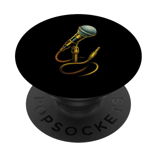 Vintage Mikrofon mit Musik Artwork Sänger Music Tech PopSockets Klebender PopGrip Vintage Mikrofon mit Musik Artwork Sänger Music Tech PopSockets Klebender PopGrip von Full Sound Supply