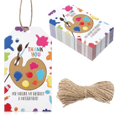 Fullhawl 80 Stück Dankeschön-Etiketten für Geburtstagspartys, Gastgeschenke mit Bindfaden, Regenbogenfarbe, Geburtstags-Dankeschön-Geschenkanhänger für Geschenktüten, Verpackungen, kleine Künstler Fullhawl 80 Stück Dankeschön-Etiketten für Geburtstagspartys, Gastgeschenke mit Bindfaden, Regenbogenfarbe, Geburtstags-Dankeschön-Geschenkanhänger für Geschenktüten, Verpackungen, kleine Künstler von Fullhawl
