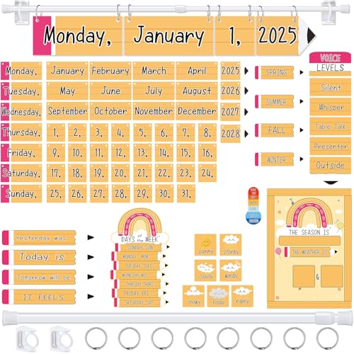 Fullhawl Klassenzimmer-Kalenderausschnitte, Pinnwand-Set, Flip-Kalender-Set und Sprachpegel-Poster mit Wetterdiagramm und Jahreszeiten, Lehrer-Must-Haves für Klassenzimmer, Grundschule und Vorschule Fullhawl Klassenzimmer-Kalenderausschnitte, Pinnwand-Set, Flip-Kalender-Set und Sprachpegel-Poster mit Wetterdiagramm und Jahreszeiten, Lehrer-Must-Haves für Klassenzimmer, Grundschule und Vorschule von Fullhawl