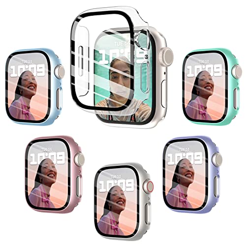 Fullife 6er-Pack kompatibel mit Apple Watch Series 9 Hülle 45 mm mit Displayschutzfolie, stoßfeste Stoßfänger für Herren und Damen, iWatch Series 9 8 7. (45 mm, von Fullife