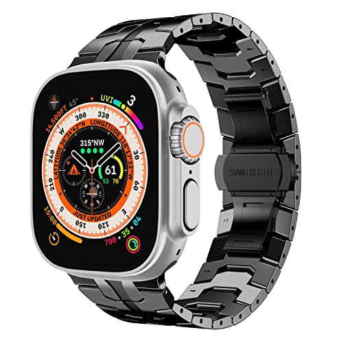 Fullife Kompatibel mit Apple Watch Armband 49mm 46mm 45mm 44mm 42mm(Serie 3 2 1),Titan Grad 2 Metall Ersatzband für iWatch Ultra 2/Ultra Series 10 9 8 7 6 SE 5 4 3 2 1,Schwarz von Fullife