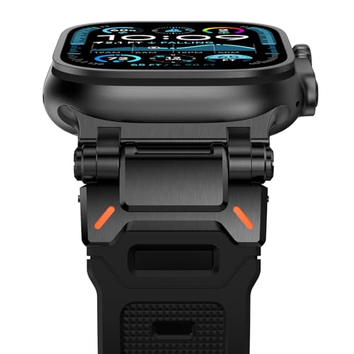 Fullife Kompatibel mit Apple Watch Armband 49mm 46mm 45mm 44mm 42mm(Serie 3 2 1),Wasserdicht Silikon Sport Armbänder Kompatibel mit iWatch Series 10 9 8 7 6 5 4 3 2 1 SE,Schwarz/Schwarzer Stecker von Fullife