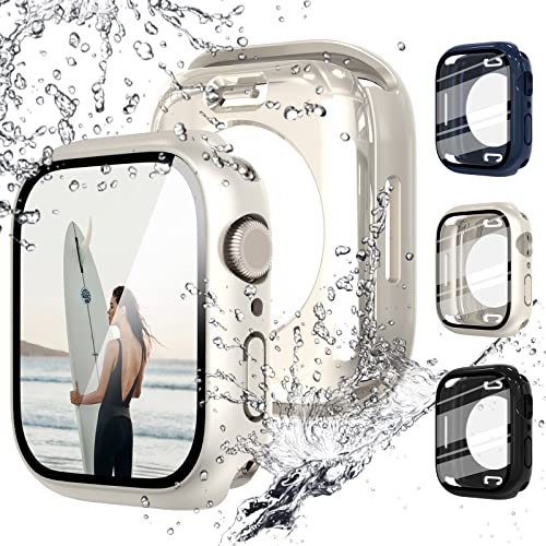 Fullife Wasserdichte Displayschutzfolie, kompatibel mit Apple Watch 40 mm SE (2. Generation) Serie 6 5 4 mit gehärtetem Glas, iWatch Vollschutz, Sternenlicht, blau) von Fullife