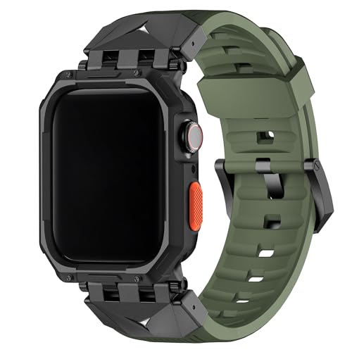 Fullmosa Kompatibel mit Apple Watch Armband 44/45mm, Robuste TPU Armband mit Case für iwatch Series 9/8/7/6/5/4/SE 2 von Fullmosa