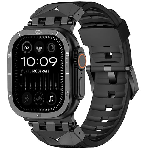 Fullmosa Kompatibel mit Apple Watch Armband Ultra 2/Ultra 49mm, Robuste TPU Apple Watch Armbänder mit Dauerhaftem Metallanschluss und Displayschutzfolie für Männer von Fullmosa