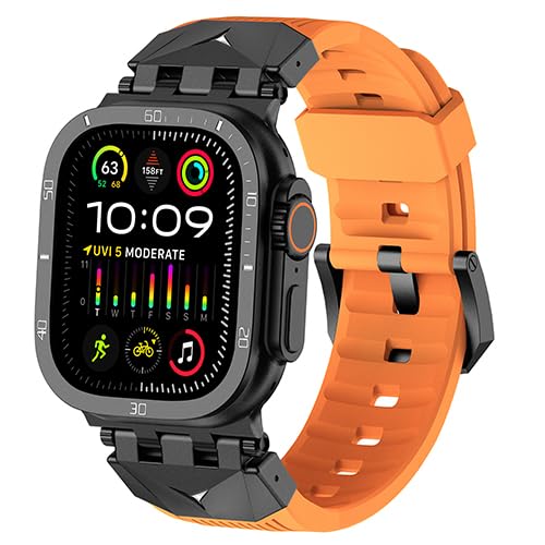 Fullmosa Kompatibel mit Apple Watch Armband Ultra 2/Ultra 49mm, Robuste TPU Apple Watch Armbänder mit Dauerhaftem Metallanschluss und Displayschutzfolie für Männer Fullmosa Kompatibel mit Apple Watch Armband Ultra 2/Ultra 49mm, Robuste TPU Apple Watch Armbänder mit Dauerhaftem Metallanschluss und Displayschutzfolie für Männer von Fullmosa