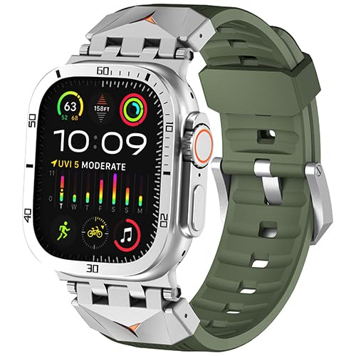 Fullmosa Kompatibel mit Apple Watch Armband Ultra 2/Ultra 49mm, Robuste TPU Apple Watch Armbänder mit Dauerhaftem Metallanschluss und Displayschutzfolie für Männer von Fullmosa