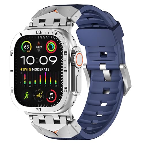 Fullmosa Kompatibel mit Apple Watch Armband Ultra 2/Ultra 49mm, Robuste TPU Apple Watch Armbänder mit Dauerhaftem Metallanschluss und Displayschutzfolie für Männer von Fullmosa