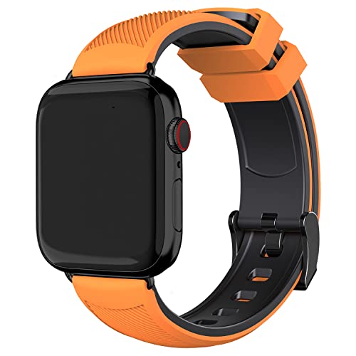 Fullmosa Armband ist kompatibel mit Apple Watch Series 8 Series 7 (45mm), Series SE/SE2/6/5/4 (44mm), Series 3/2/1(42mm) und Series Ultra(49mm), Kürbis Orange Oben/Schwarz Unter+Schwarze Schnalle von Fullmosa