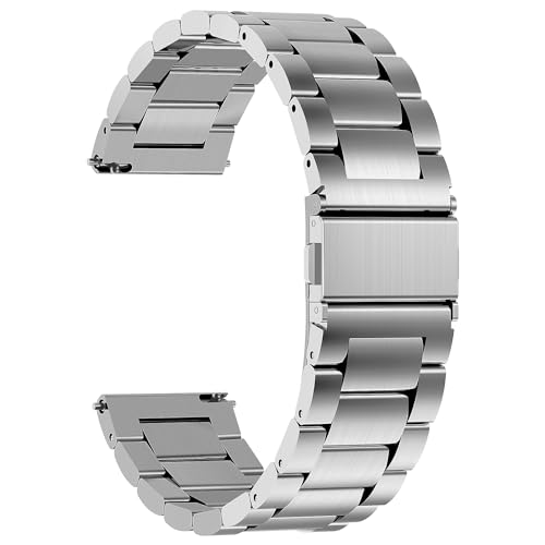 Fullmosa Edelstahlarmband 24mm für Uhr,Smart Watch Metall Uhrenarmbänder mit Schnellverschluss geeignet für Damen&Herren,24mm Silber von Fullmosa