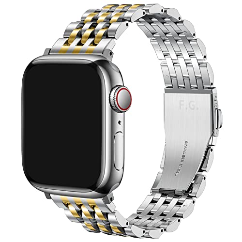 Fullmosa Edelstahlarmband für Apple Watch Armband 42/44/45/49mm, Edelstahl Uhrenarmband Ersatz Armbänder mit Metallschließe, Verstellbar Metall Ersatzband für iWatch/Apple Watch Series 8/7/6/SE/5/4 von Fullmosa