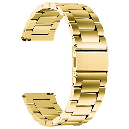 Fullmosa Edelstahlarmband für Uhr,Metall Uhrenarmbänder mit Schnellverschluss geeignet für Damen&Herren, 22mm Gold von Fullmosa