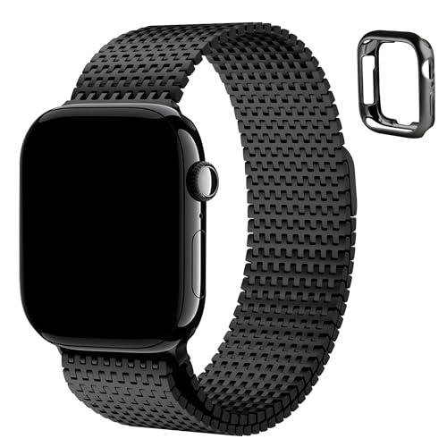 Fullmosa Kompatibel mit Apple Watch Armband 38mm 40mm 41mm Damen Herren, Metall Edelstahl Magnetisch Watch Ersatzbands für iWatch Series 9 8 7 6 SE 5 4 3 2 1, 38mm/40mm/41mm Schwarz von Fullmosa