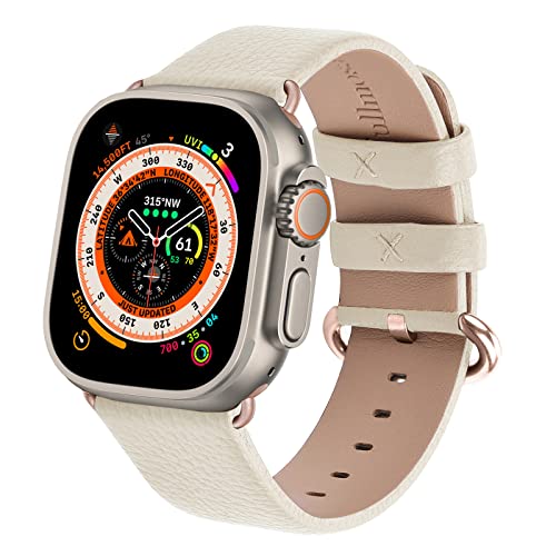 Fullmosa Kompatibel mit Apple Watch Armband 41mm 40mm 38mm, Lederband Ersatzband für Damen Herren, Klassische Leder Armbänder für iWatch 9/8/7/6/SE/5/4/3/2/1 Armband,Schwarz + Rotguss Hardware von Fullmosa