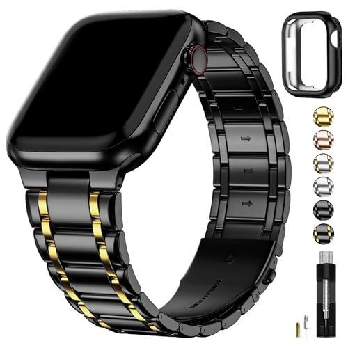 Fullmosa Kompatibel mit Apple Watch Armband Series 10 42mm, Edelstahl Apple Watch Ersatzarmbänder für Damen Herren, Metallarmband mit TPU-Schutzhülle Fullmosa Kompatibel mit Apple Watch Armband Series 10 42mm, Edelstahl Apple Watch Ersatzarmbänder für Damen Herren, Metallarmband mit TPU-Schutzhülle von Fullmosa