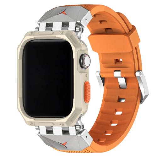 Fullmosa Kompatibel mit Apple Watch Armband 44/45mm, Robuste TPU Armband mit Case für iwatch Series 9/8/7/6/5/4/SE 2 von Fullmosa