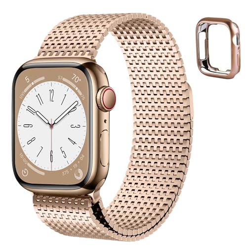 Fullmosa Kompatibel mit Apple Watch Armband 44mm 45mm 42mm Herren Damen, Magnet Einstellbar Milanaise Armbänder für iWatch SE Series 9 8 7 6 5 4 3 2 1, Roségold Fullmosa Kompatibel mit Apple Watch Armband 44mm 45mm 42mm Herren Damen, Magnet Einstellbar Milanaise Armbänder für iWatch SE Series 9 8 7 6 5 4 3 2 1, Roségold von Fullmosa