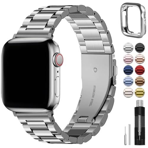 Fullmosa Kompatibel mit Apple Watch Armband 44mm 46mm 45mm 42mm 49mm, Metall Ersatzband für iwatch Ultra 2/Ultra SE Series 10 9 8 7 6 5 4 3 2 1, Silber von Fullmosa